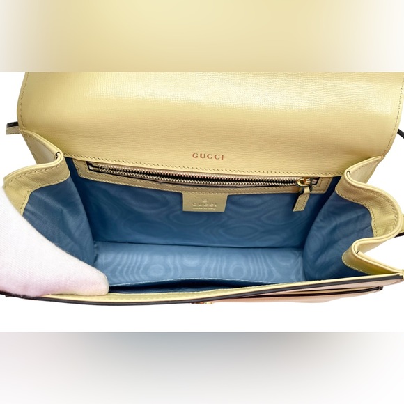 Gucci New GG Azalea Ring Logo Butter Yellow Leather Shoulder Timeless Purse Bag - Picture 15 of 15
